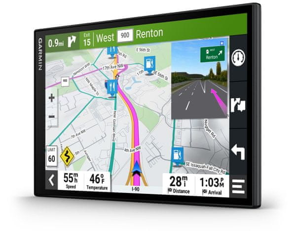 GPS navigace Garmin DDriveSmart 86 MT-D EU (Amazon Alexa) 8palcový dotykový displej světové mapy rychlejší doživotní aktualizace map vysoké rozlišení učení návyků slot na paměťové karty microSD karta předpověď cíle jízdní návyky upozornění na sjezd a křižovatky držák výkonná navigace do auta výkonná automobilová navigace dlouhá výdž baterie