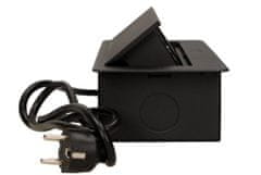 Orno Výklopný blok zapuštěný ORNO OR-AE-13126/B, 2x 230V a 2x USB, černý