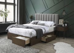 ATAN Manželská postel GORASHI 160x200 cm - šedá/ořech