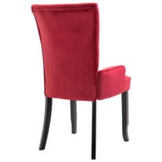 Vidaxl Jídelní židle s područkami 2 ks červené samet