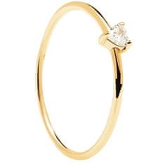 PDPAOLA Minimalistický pozlacený prsten se srdíčkem White Heart Gold AN01-223 (Obvod 56 mm)