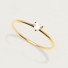 PDPAOLA Minimalistický pozlacený prsten se srdíčkem White Heart Gold AN01-223 (Obvod 56 mm)