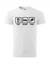 Fenomeno Pánské tričko Eat Sleep Fish - bílé Velikost: 4XL