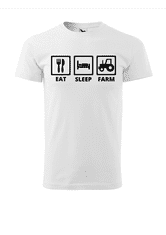 Fenomeno Pánské tričko Eat Sleep Farm - bílé Velikost: XL
