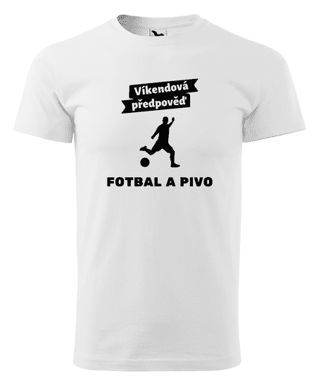 Fenomeno Pánské tričko - Víkendová předpověď fotbal a pivo - bílé Velikost: S