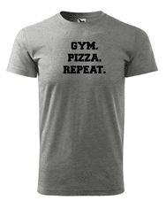 Fenomeno Pánské tričko - Gym Pizza Repeat - šedé Velikost: S