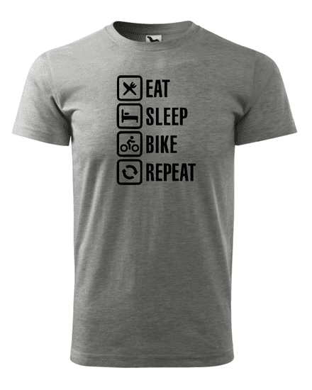 Fenomeno Pánské tričko - Eat sleep bike - šedé Velikost: S