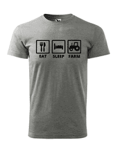 Fenomeno Pánské tričko Eat Sleep Farm - šedé Velikost: XL