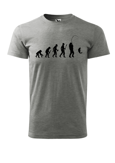Fenomeno Pánské tričko Evoluce rybáře - šedé Velikost: XL