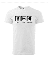 Fenomeno Pánské tričko Eat Sleep Fight fires - bílé Velikost: XL