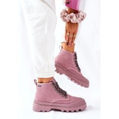 Big Star Kožené boty Trapper Boots Pink velikost 38