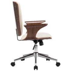 Greatstore Otočná kancelářská židle krémová umělá kůže a ohýbané dřevo