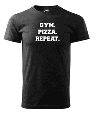 Fenomeno Pánské tričko - Gym Pizza Repeat - černé Velikost: S