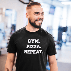 Fenomeno Pánské tričko - Gym Pizza Repeat - černé Velikost: S