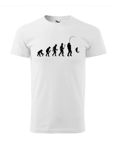 Fenomeno Pánské tričko Evoluce rybáře - bílé Velikost: XL
