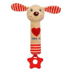 Baby Mix Dětská pískací plyšová hračka s kousátkem pejsek červená