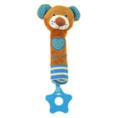 Baby Mix Dětská pískací plyšová hračka s kousátkem medvídek modrá