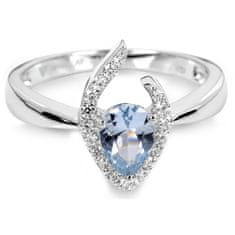 Silver Cat Stříbrný prsten s modrým krystalem SC115 (Obvod 54 mm)