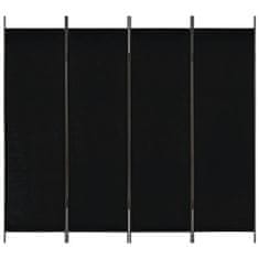 Greatstore 4dílný skládací paraván černý 200 x 180 cm