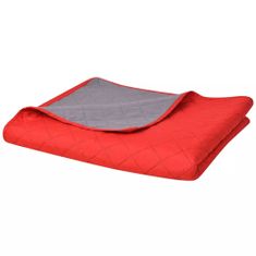 Greatstore Oboustranný prošívaný přehoz na postel červeno-šedý 170x210 cm