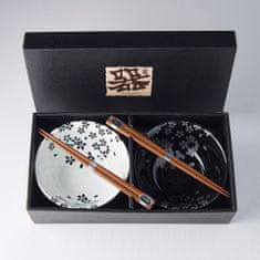 MIJ Set misek Silver Sakura s hůlkami 400 ml 2 ks - rozbaleno