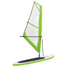 Vidaxl Nafukovací SUP paddleboard s plachtou zeleno-bílý