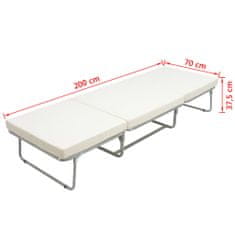 Greatstore Skládací postel s matrací bílá ocel 70 x 200 cm