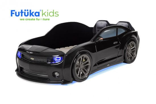 Futuka Kids Dětská postel auto EVO CMR + LED světlomety + Spodní světlo + Měkké opěradlo