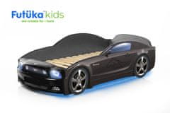 Futuka Kids Dětská postel auto LIGHT PLUS MG + LED světlomety + Spodní světlo ČERNÁ