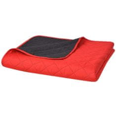 Greatstore Oboustranný prošívaný přehoz na postel červeno-černý 230x260 cm