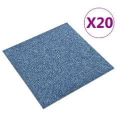 Vidaxl Kobercové podlahové dlaždice 20 ks 5 m2 50 x 50 cm modré