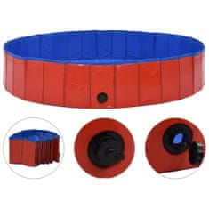 shumee Skládací bazén pro psy červený 160 x 30 cm PVC