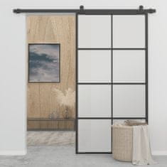 Greatstore Posuvné dveře hliník a ESG sklo 102,5 x 205 cm černé