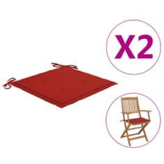 Greatstore Podušky na zahradní židle 2 ks červené 40 x 40 x 4 cm textil