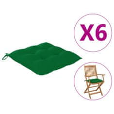 Vidaxl Podušky na židle 6 ks zelené 40 x 40 x 7 cm textil