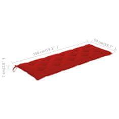Greatstore Poduška na zahradní lavici červená 150 x 50 x 7 cm textil