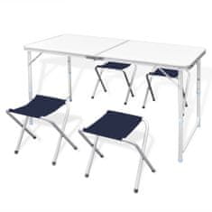 shumee Skládací kempingový stůl se 4 židlemi a nastavitelnou výškou 120 x 60 cm