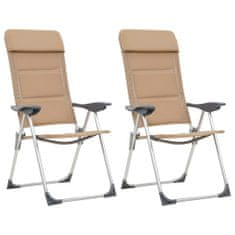 Vidaxl Kempingové židle 2 ks krémové 58 x 69 x 111 cm hliník
