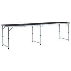 Vidaxl Skládací kempingový stůl šedý hliník 240 x 60 cm