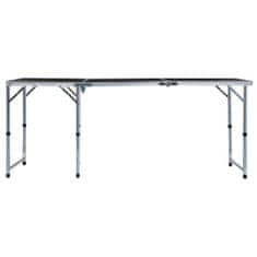 Vidaxl Skládací kempingový stůl šedý hliník 180 x 60 cm