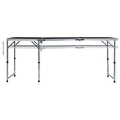Vidaxl Skládací kempingový stůl šedý hliník 180 x 60 cm