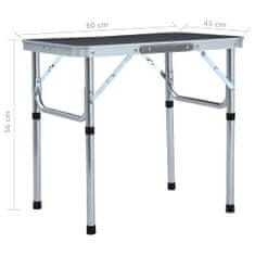Greatstore Skládací kempingový stůl šedý hliník 60 x 45 cm