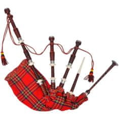 Vidaxl Skotské dudy horalské, červený Royal Stewart tartan