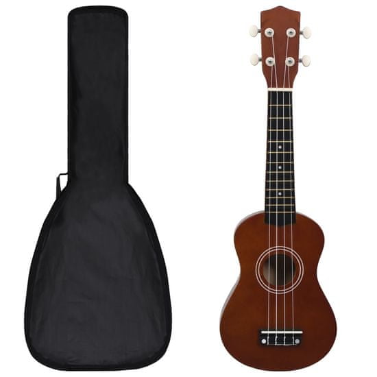 Greatstore Set soprano ukulele s obalem pro děti tmavé dřevo 21"