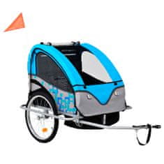 Greatstore Dětský vozík za kolo a kočárek pro běžce 2v1 modro-šedý
