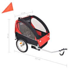 Greatstore Vozík za kolo pro děti červeno-černý 30 kg