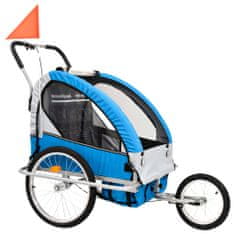 Vidaxl Dětský vozík za kolo a kočárek pro běžce 2v1 modro-šedý