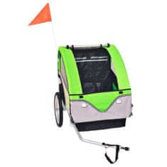 Greatstore Vozík za kolo pro děti šedo-zelený 30 kg