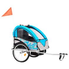 Vidaxl Dětský vozík za kolo a kočárek pro běžce 2v1 modro-šedý