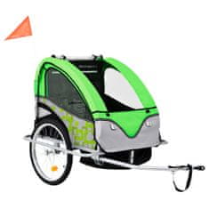 Vidaxl Dětský vozík za kolo a kočárek pro běžce 2v1 zeleno-šedý